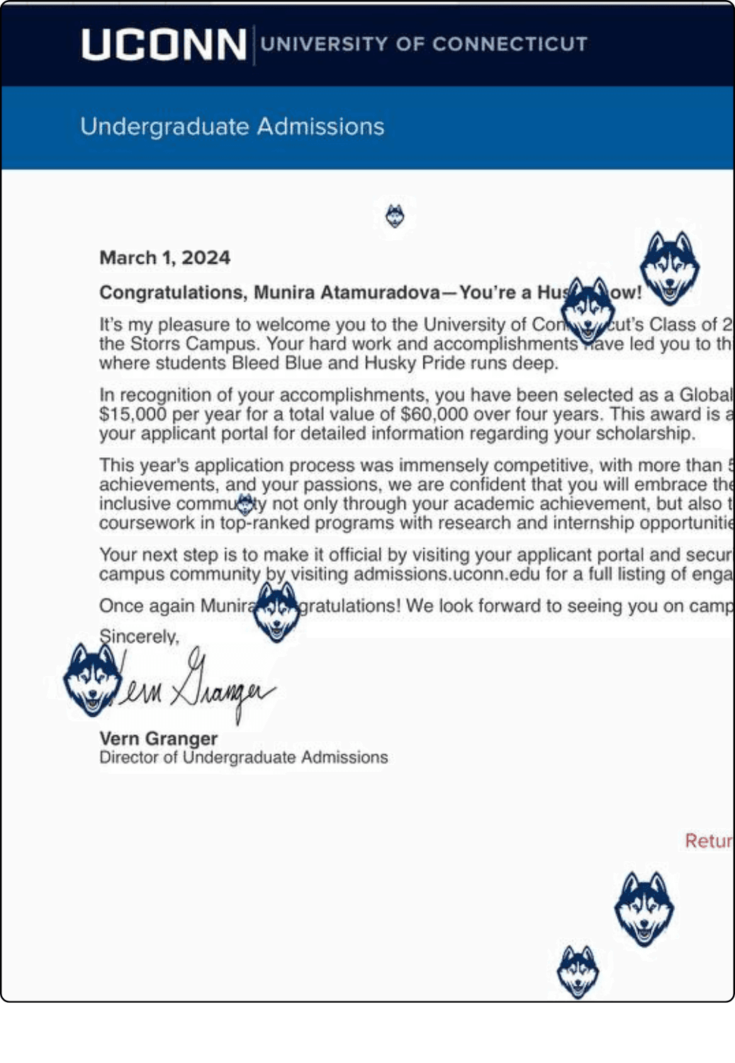 Certificate from University of Connecticut